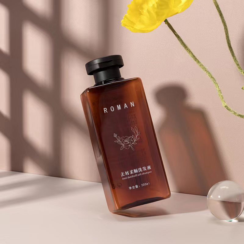 200 ml 300 ml par uscat stoarce ulei de păr sticla PET cu capac flip top șampon pătrat din plastic Sticla de loțiune cu gel de duș