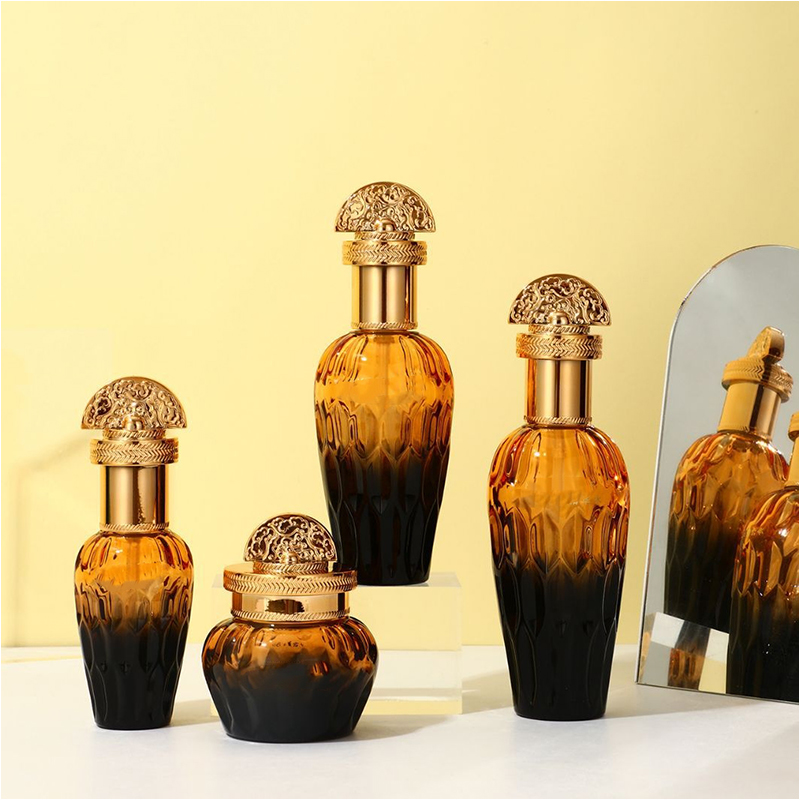 Sticla din sticlă mată pentru îngrijirea pielii, ambalaje pentru cosmetice, recipiente din sticlă, cu pompă de picurare