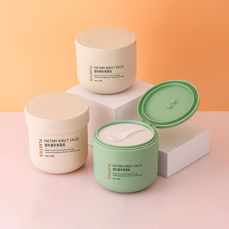 200 g 300 g 400 g din plastic matuit rotund cosmetică mască de îngrijire a pielii borcan cremă pentru albire îndepărtarea pistruilor recipient de protecție solară cu lingură