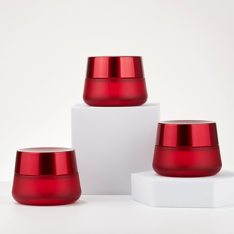 Borcan rotund pentru cremă roșu cosmetic Borcan gol de sticlă pentru cremă