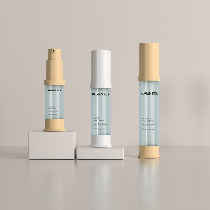 15 ml 30 ml 1 oz flacon cu pompă fără aer înghețat albastru subțire cilindru gel cremă cosmetică înalt pentru ser de față loțiune gel pentru fard de obraz