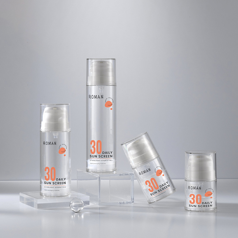 15ml 30ml 50ml 100ml 120ml Flacon cu pompă de ambalare fără aer alb transparent pentru ser de îngrijire a pielii Ulei de corp