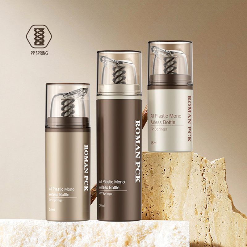 Cremă cosmetică fără aer din plastic maro Flacon transparent cu pompă Dispenser pentru îngrijirea pielii Recipient de machiaj pentru loțiune cu gel cremă