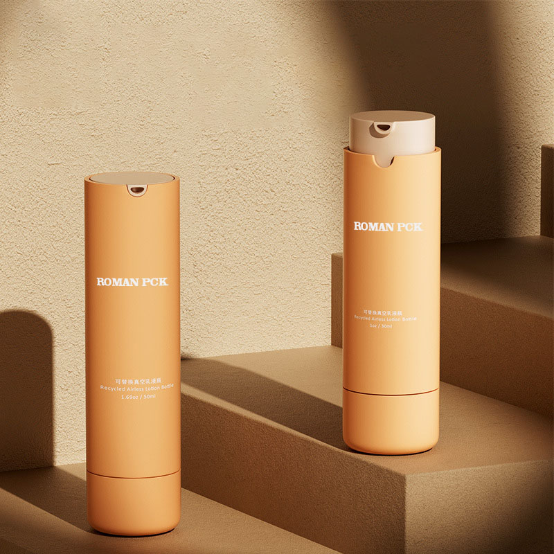 Portocaliu 15ml 30ml 50ml Flacon cu pompă fără aer din plastic PP Ca și pentru Cremă Loțiune Îngrijirea pielii Ambalaj Cosmetic Ser