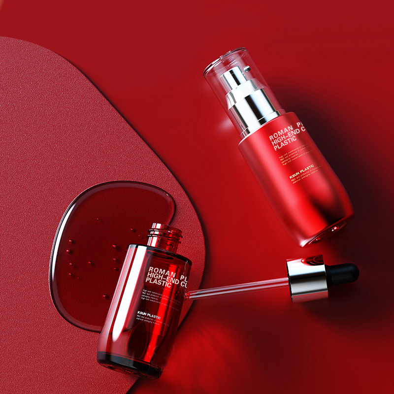 Flacon de ulei cosmetic reîncărcat, 50 ml, roșu de vin, PETG, pentru îngrijirea feței, flacon picurător cu picurător pentru set de sticle de cremă