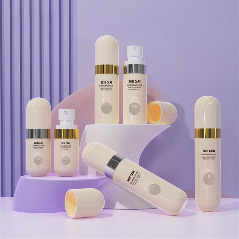 Flacon de plastic bej, 40 ml, 60 ml, 80 ml, recipiente cu spray cu alcool pentru îngrijirea pielii, ceață de păr, flacon cu pulverizator continuu pentru protecție solară