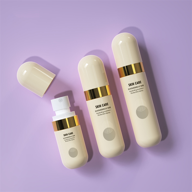 Flacon de plastic bej, 40 ml, 60 ml, 80 ml, recipiente cu spray cu alcool pentru îngrijirea pielii, ceață de păr, flacon cu pulverizator continuu pentru protecție solară