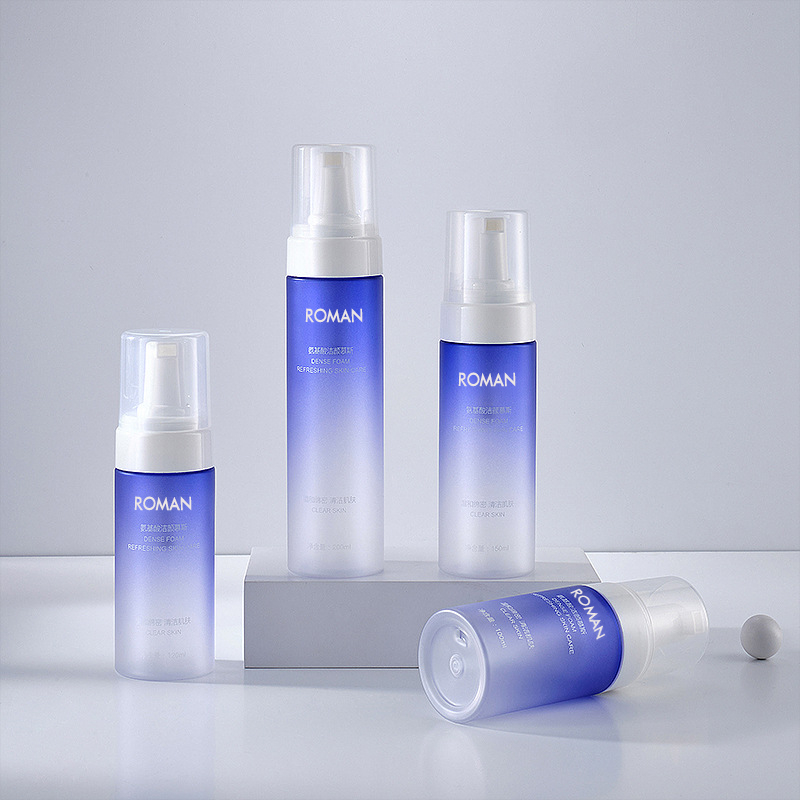 100ml 120ml 150ml 200ml PET Gradient Spumă de culoare albastră Dozator de săpun lichid Spumant Sticla cu pompă Gel de duș Sticla pentru spălarea mâinilor Accesorii pentru baie