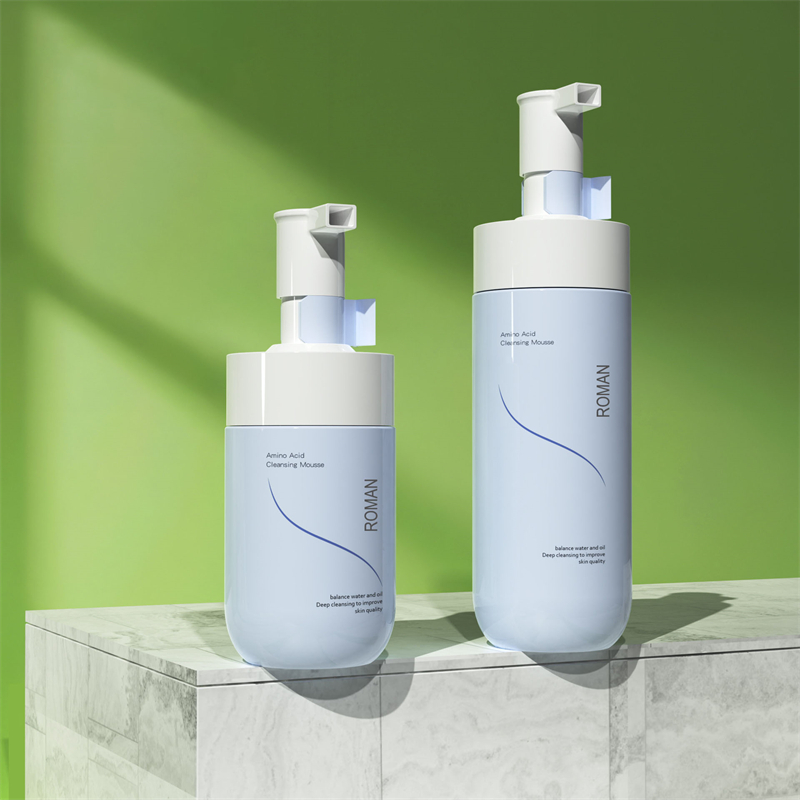 Spumă pentru albirea feței cu etichetă privată Spumă de curățare delicată Demachiant cu bule de spumă PET albastru Flacon 150ml 200ml 300ml