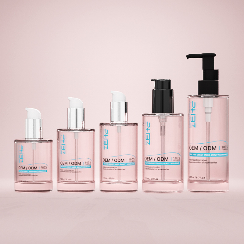 Flacon de ser cosmetic din sticlă cu capacități multiple, cu bază groasă