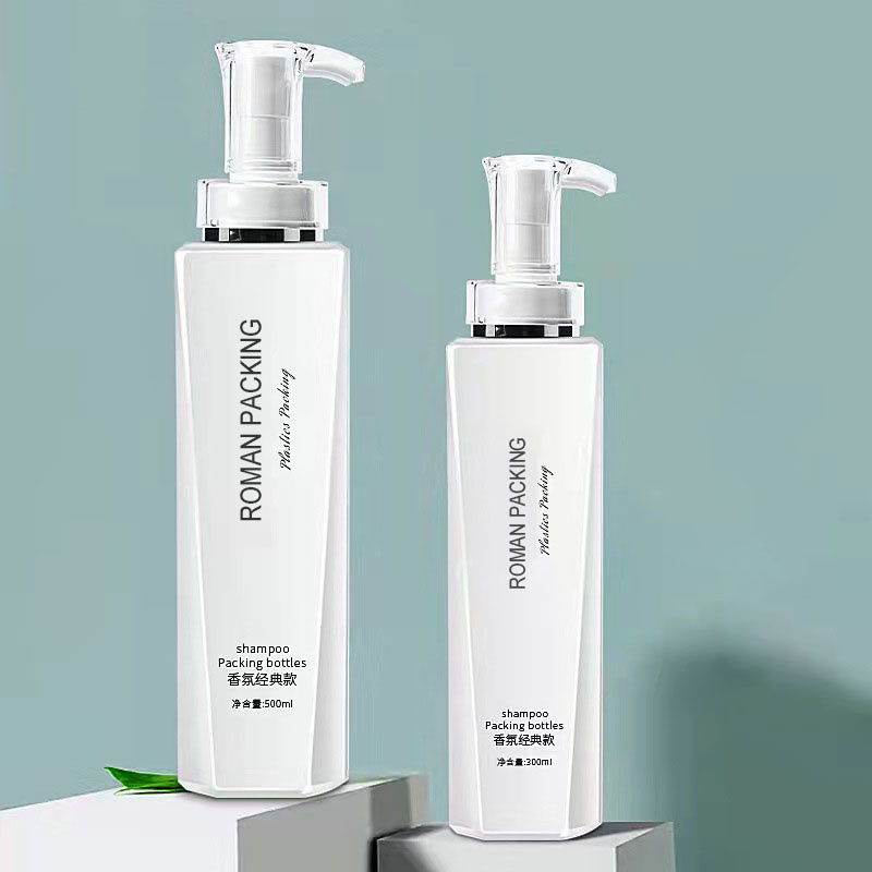 Alb de lux, 300 ml, 500 ml, pompă de loțiune lungă și subțire, sticlă de șampon, gel de duș, ambalaj pentru spălarea corporală cu pompă de aur