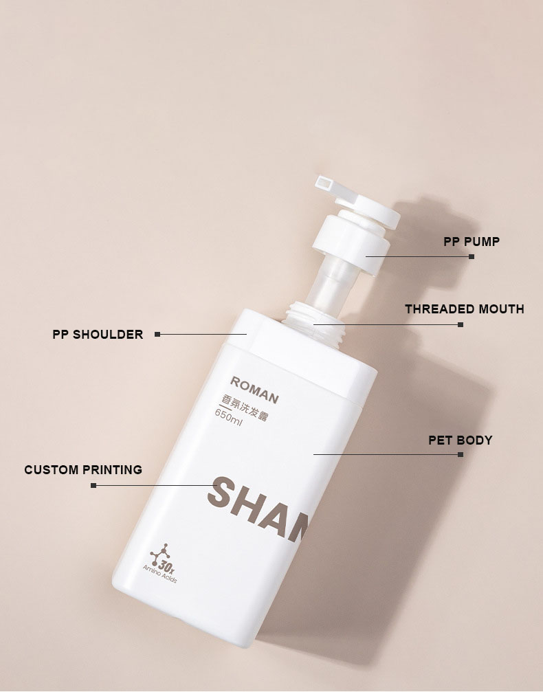 Design nou Logo privat alb mat, 650 ml, pătrat, gol, din plastic HDPE, pentru detergent de rufe, sticlă lichidă, 1 l, pentru șampon, gel de duș Design nou Logo privat alb mat, 650 ml, pătrat, gol, din plastic HDPE, pentru detergent de rufe, sticlă lichidă, 1 l, pentru șampon, gel de duș