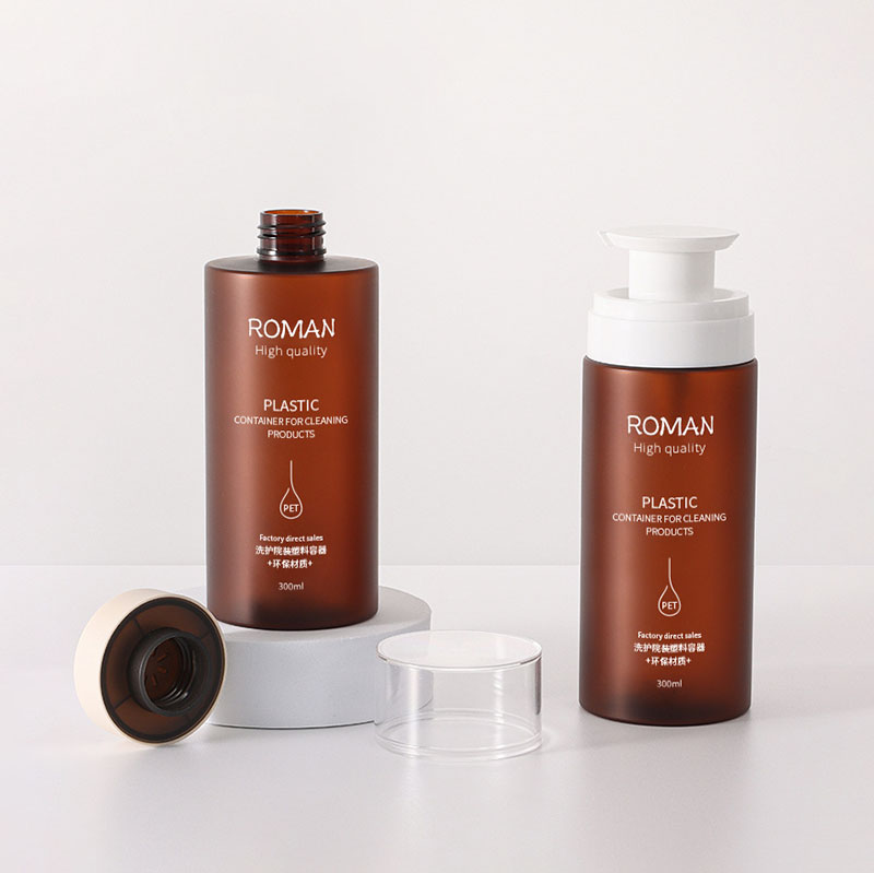 Sticle de plastic cu dozator pompă rezistente la scurgeri Cilindru mare gol, transparent, chihlimbar, reîncărcabil pentru șampon, balsam de păr, loțiune, uleiuri