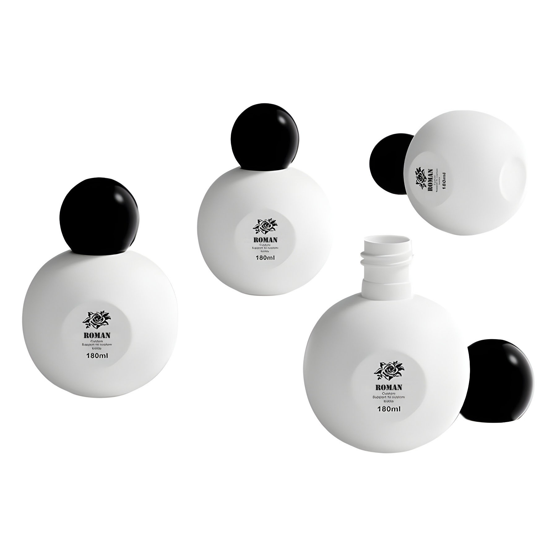 Sticle goale sferice PE de 180 ml Sticle cu pompă de loțiune din plastic reîncărcabilă de design nou pentru ambalaj cosmetic șampon, parfum, cremă Sticle goale sferice PE de 180 ml Sticle cu pompă de loțiune din plastic reîncărcabilă de design nou pentru ambalaj cosmetic șampon, parfum, cremă