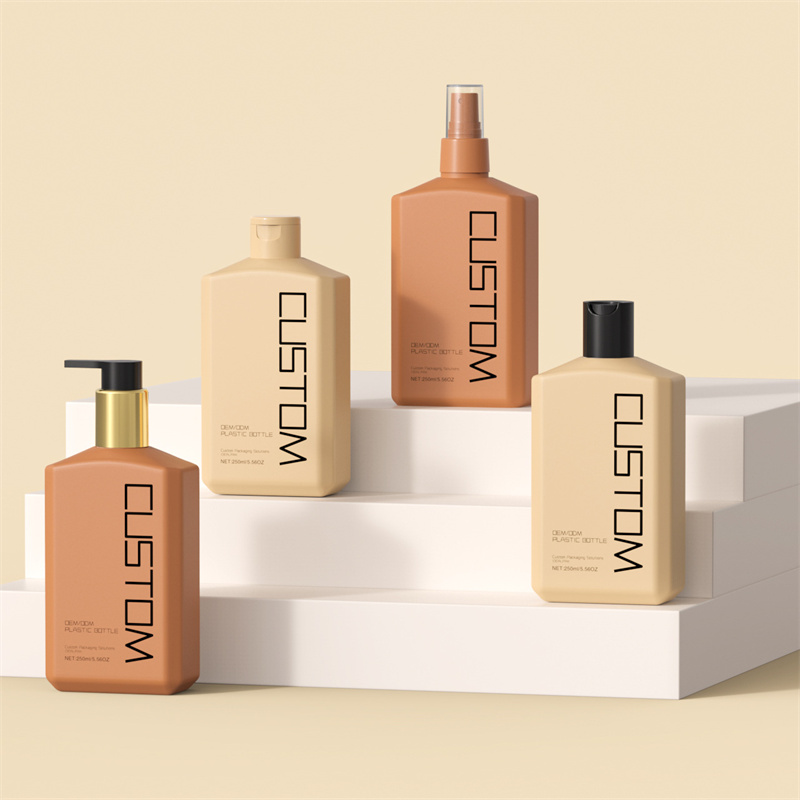 250 ml 10 oz Frosted plat oblic umăr mână corp loțiune pompă sticle pentru îngrijirea pielii șampon pentru bebeluși gel de duș sticla