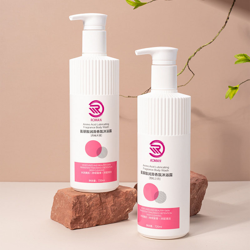 Sticla din plastic HDPE cu dungi albe fierbinți cu duză ondulată 500 ml 700 ml șampon gel de duș loțiune cu capac pentru pompă Vietnam