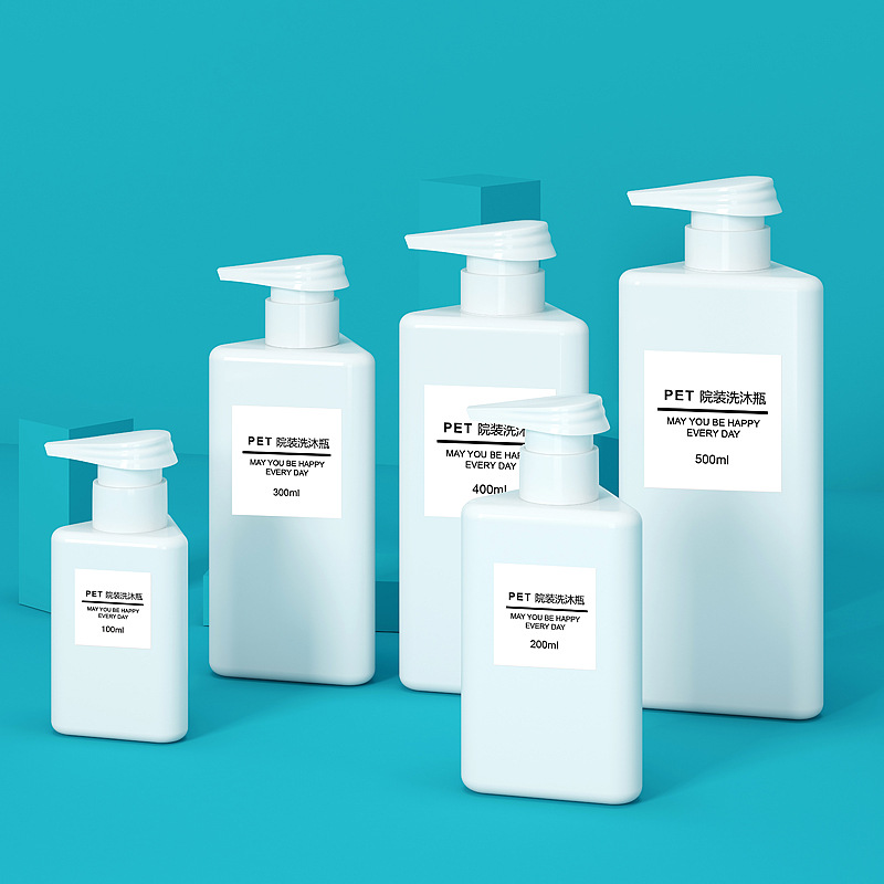 Sticla goală triunghiulară din plastic PET pentru loțiune de curățare facială sau loțiune de îngrijire a pielii 100 ml 200 ml 300 ml 400 ml 500 ml sticla cosmetică