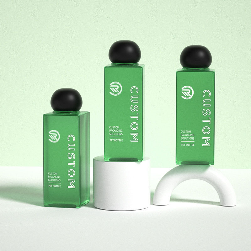 Sticle de loțiune cosmetică pătrată din plastic premium de 200 ml 250 ml transparent pentru ser de îngrijire a pielii Ambalaj de toner premium cu capac cu șurub în formă de bilă